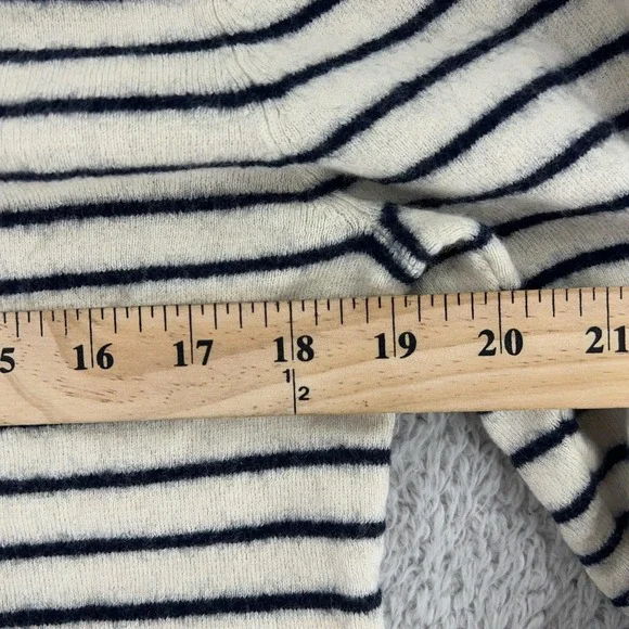 Burberry Brit Sweater Womens Large Striped Button Crewneck‎ Wool Cotton Pullover